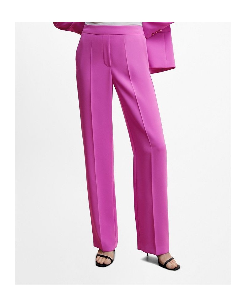Women's Elastic Waist Suit Trousers Purple $44.10 Pants