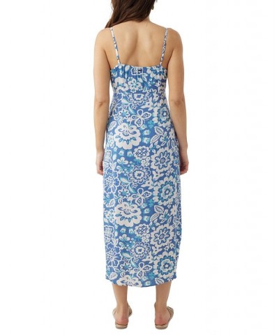 Juniors' Myah Printed Midi Dress Classic Blue $34.98 Dresses
