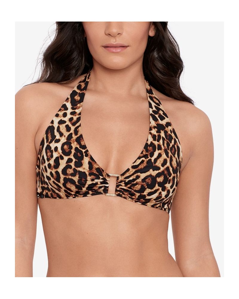 Women's Ring-Front Animal-Print Bikini Top Leopard $36.00 Swimsuits