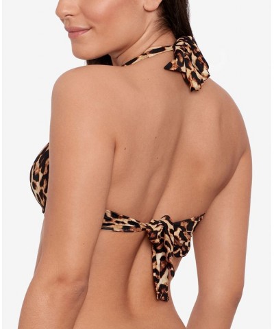 Women's Ring-Front Animal-Print Bikini Top Leopard $36.00 Swimsuits