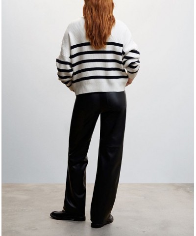 Women's Striped Zipper Sweater Blue $30.80 Sweaters