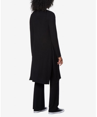 Women's Long Sleeve Ribbed Duster Sweater Black $29.85 Sweaters