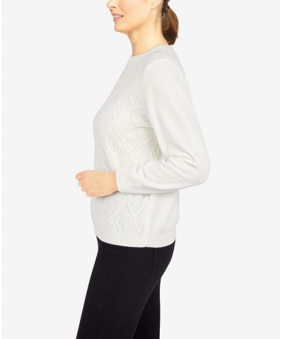 Petite Size Classics Chenille Cable Stitch Sweater Ivory/Cream $20.93 Sweaters