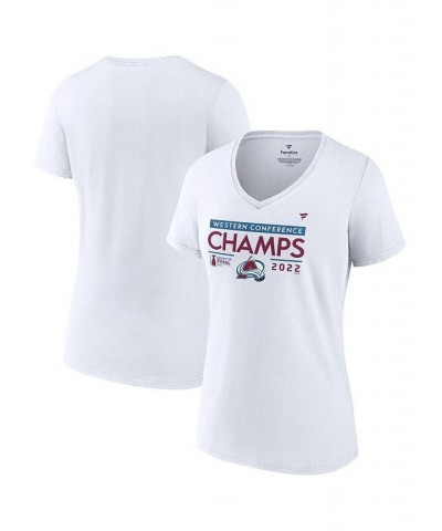 Women's Branded White Colorado Avalanche 2022 Western Conference Champions Locker Room V-Neck T-shirt White $18.48 Tops