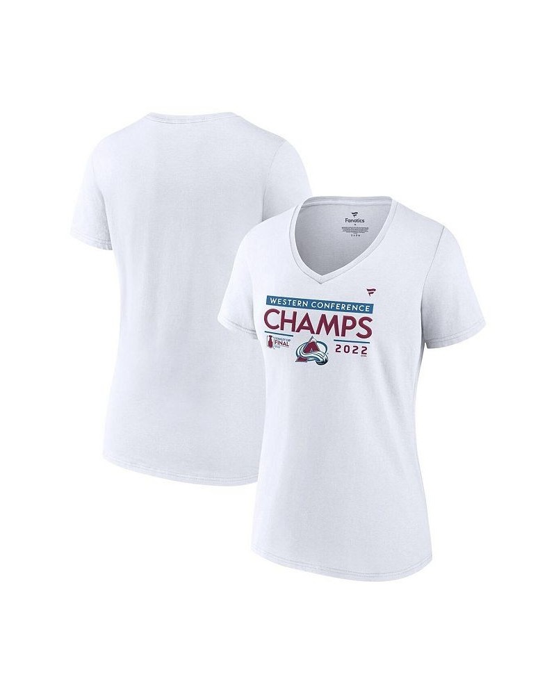 Women's Branded White Colorado Avalanche 2022 Western Conference Champions Locker Room V-Neck T-shirt White $18.48 Tops