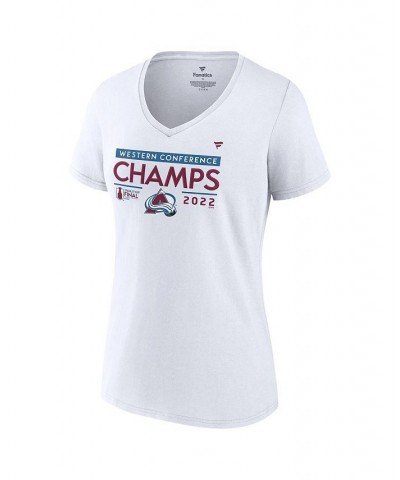 Women's Branded White Colorado Avalanche 2022 Western Conference Champions Locker Room V-Neck T-shirt White $18.48 Tops