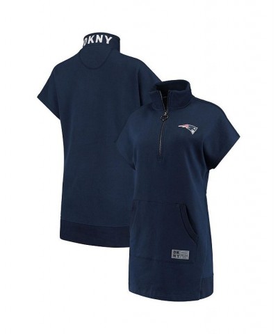Women's Navy New England Patriots Naomi Quarter-Zip Sneaker Dress Navy $39.90 Dresses