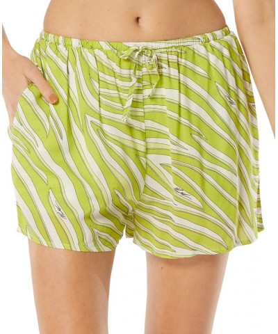 Women's Printed Shorts Swim Cover-Up Lime $33.28 Swimsuits