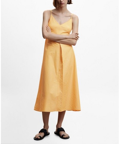 Women's Striped Strap Dress Yellow $32.00 Dresses
