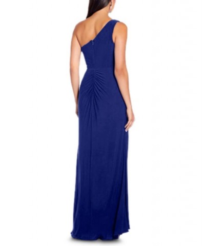 One-Shoulder Side-Drape Cascade Matte Jersey Gown Royal Saphire $73.39 Dresses