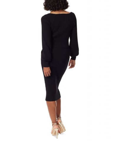 Women's Karisa Ribbed Scoop-Neck Sweater Black $37.48 Sweaters