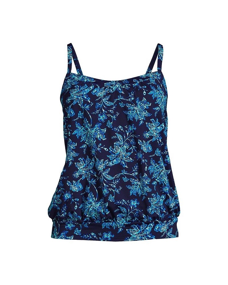 Women's Mastectomy Blouson Tummy Hiding Tankini Swimsuit Top Adjustable Straps Deep sea navy jacobean $46.48 Swimsuits