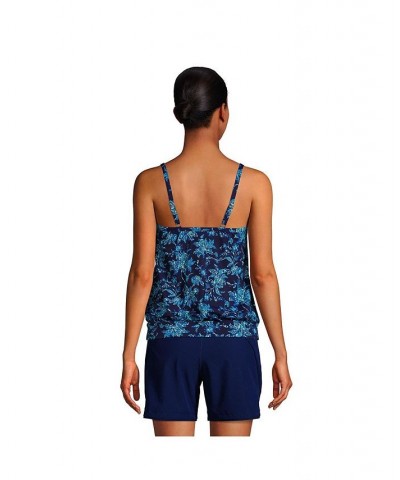 Women's Mastectomy Blouson Tummy Hiding Tankini Swimsuit Top Adjustable Straps Deep sea navy jacobean $46.48 Swimsuits