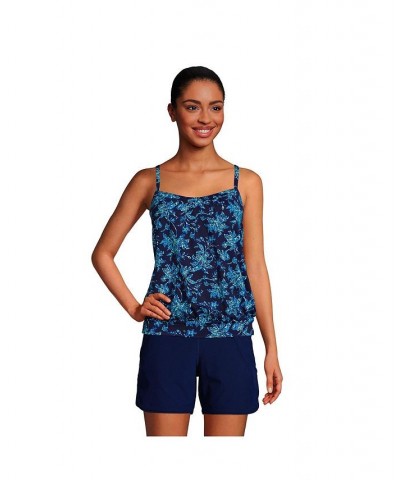 Women's Mastectomy Blouson Tummy Hiding Tankini Swimsuit Top Adjustable Straps Deep sea navy jacobean $46.48 Swimsuits