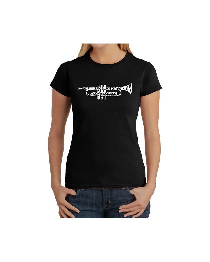 Women's Word Art T-Shirt - Trumpet Black $18.36 Tops