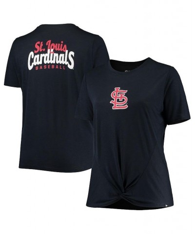 Women's Navy St. Louis Cardinals Plus Size 2-Hit Front Knot T-shirt Navy $23.50 Tops