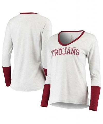Women's Heathered Gray USC Trojans Eleanor Scoop Neck Long Sleeve T-shirt Heathered Gray $26.95 Tops