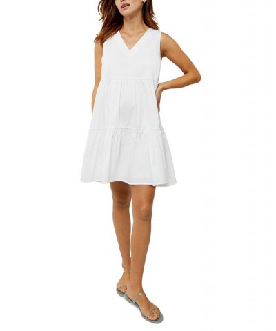 Melody Cotton Tiered Maternity Dress White $55.60 Dresses