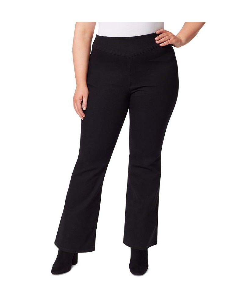 Trendy Plus Size Pull-On Flare Jeans Black $20.70 Jeans