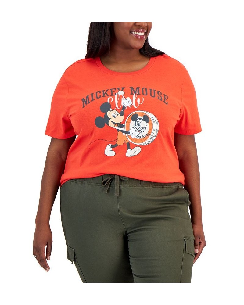 Trendy Plus Size Crewneck Mickey Mouse Club T-Shirt Poppy Red $10.35 Tops