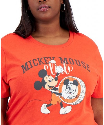 Trendy Plus Size Crewneck Mickey Mouse Club T-Shirt Poppy Red $10.35 Tops