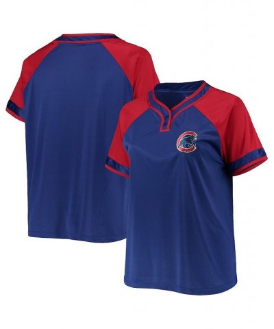Women's Royal Chicago Cubs Plus Size Raglan T-shirt Royal $29.67 Tops
