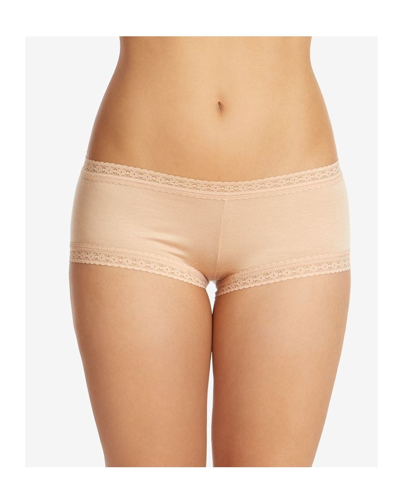 Women's Dream Lace-Trim Boyshort Underwear Tan/Beige $13.70 Panty