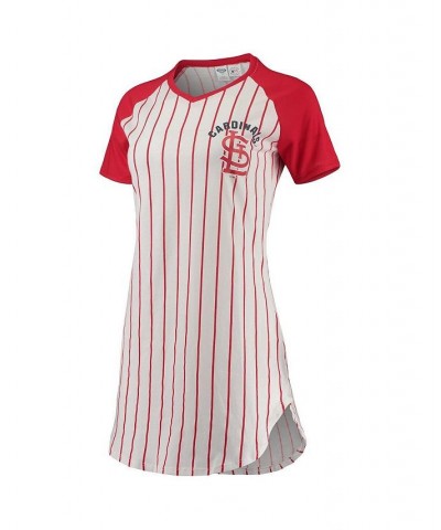 Women's White Red St. Louis Cardinals Vigor Pinstripe Raglan V-Neck Nightshirt White $25.79 Pajama