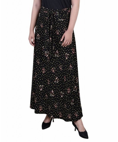 Women's Missy Maxi Skirt with Sash Waist Tie Noir Flora Flakes $17.60 Skirts