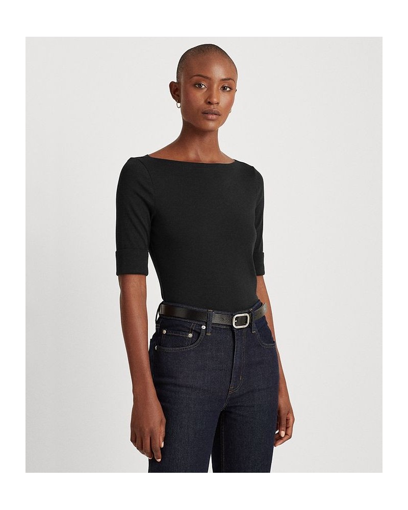 Stretch Boatneck Top Regular & Petite Black $26.78 Tops