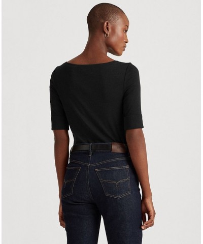 Stretch Boatneck Top Regular & Petite Black $26.78 Tops