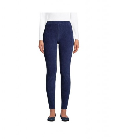 Women's Petite Sport Knit High Rise Corduroy Leggings Blue $33.36 Pants
