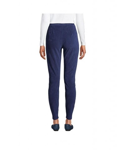 Women's Petite Sport Knit High Rise Corduroy Leggings Blue $33.36 Pants