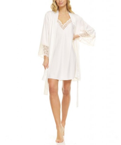 Kit Matte Heart Lace Chemise Lingerie Nightgown Ivory/Cream $17.70 Sleepwear