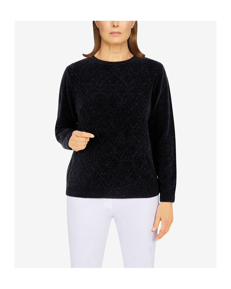Petite Size Classics Chenille Cable Stitch Sweater Black $20.93 Sweaters