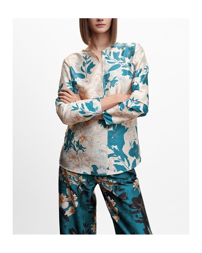 Women's Floral Satin Blouse Ecru $38.70 Tops