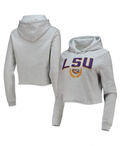 Women's Ash LSU Tigers 1636 Cropped Pullover Hoodie Ash $29.40 Sweatshirts