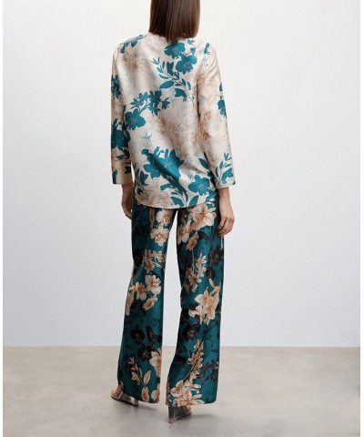 Women's Floral Satin Blouse Ecru $38.70 Tops