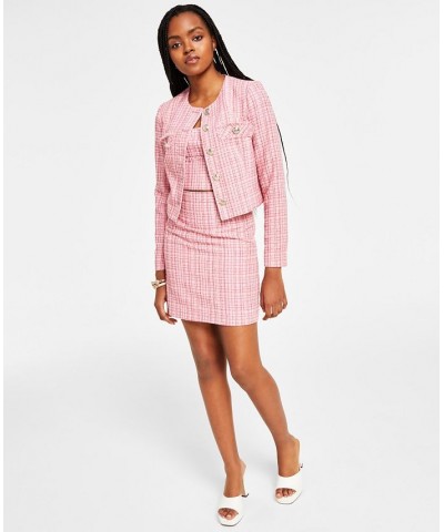 Women's Alara Boucle Tweed Shimmer Jacket Vintage Blush Multi $58.46 Jackets