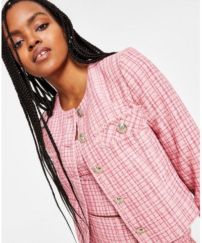 Women's Alara Boucle Tweed Shimmer Jacket Vintage Blush Multi $58.46 Jackets