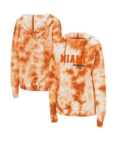 Women's Orange Miami Hurricanes Shavonee Tie-Dye Pullover Hoodie Orange $27.60 Sweatshirts