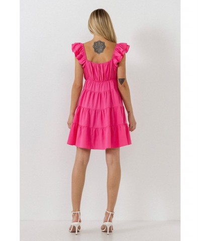 Women's Sweetheart Flounced Mini Dress Pink $48.60 Dresses