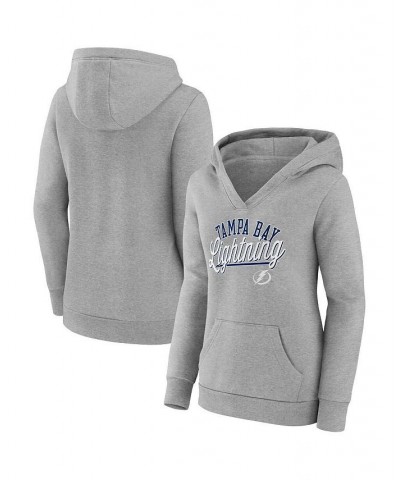 Women's Branded Gray Tampa Bay Lightning Simplicity Crossover V-Neck Pullover Hoodie Gray $39.20 Sweatshirts