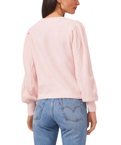 Women's Variegated Cables Crew Neck Sweater Pink Lotus $30.43 Sweaters