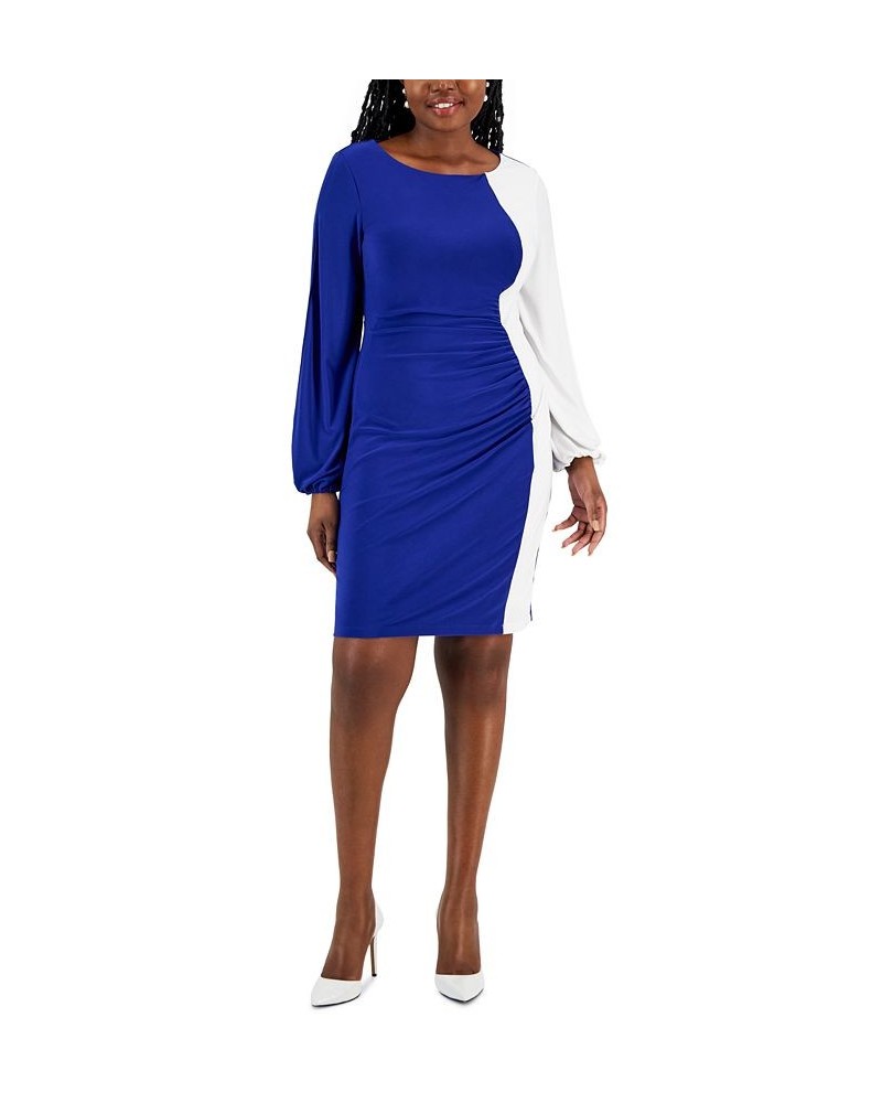 Women's Quinn Colorblocked Split-Sleeve Dress Blue $31.85 Dresses
