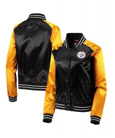 Women's Black Pittsburgh Steelers Team 2.0 Satin Raglan Full-Snap Jacket $36.00 Jackets