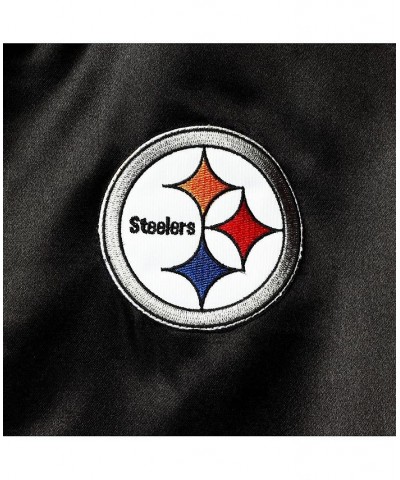 Women's Black Pittsburgh Steelers Team 2.0 Satin Raglan Full-Snap Jacket $36.00 Jackets