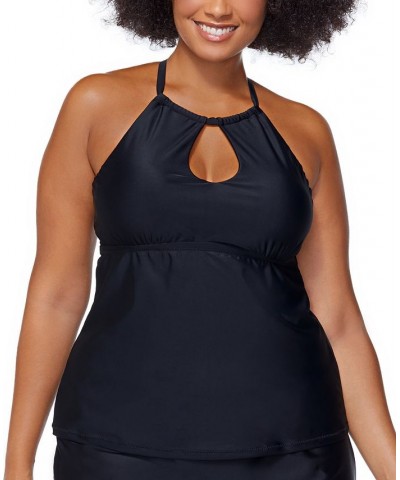 Plus Size Rosalie Keyhole Tankini Swim Top Black $39.22 Swimsuits