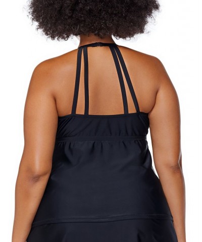 Plus Size Rosalie Keyhole Tankini Swim Top Black $39.22 Swimsuits
