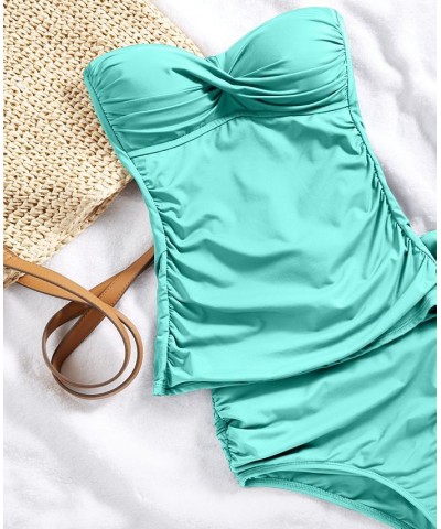 Women's Printed Twist-Front Shirred Tankini Top Boy Shorts Swim Skirt & Bikini Bottoms Juicy Coral $37.80 Swimsuits